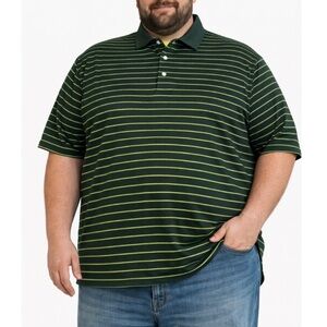 Foundry Men's forest Green yellow Striped Polo Shirt 2XL Tall (Big & Tall)